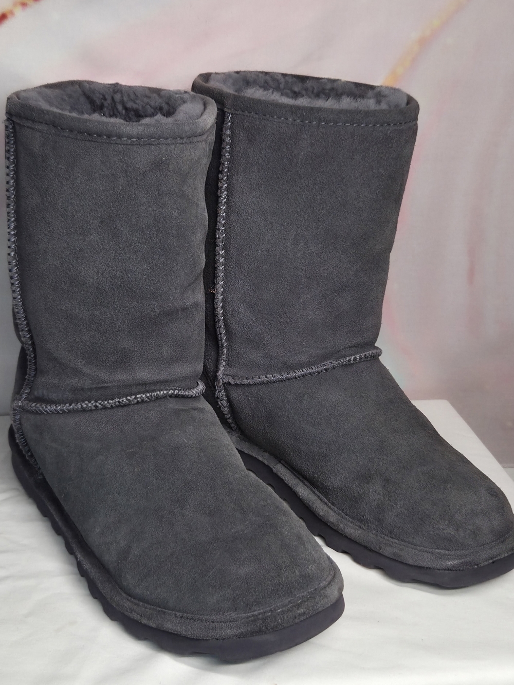BEARPAW | Women's Elle Short Graphite Suede Winter Boots | Size 7 |